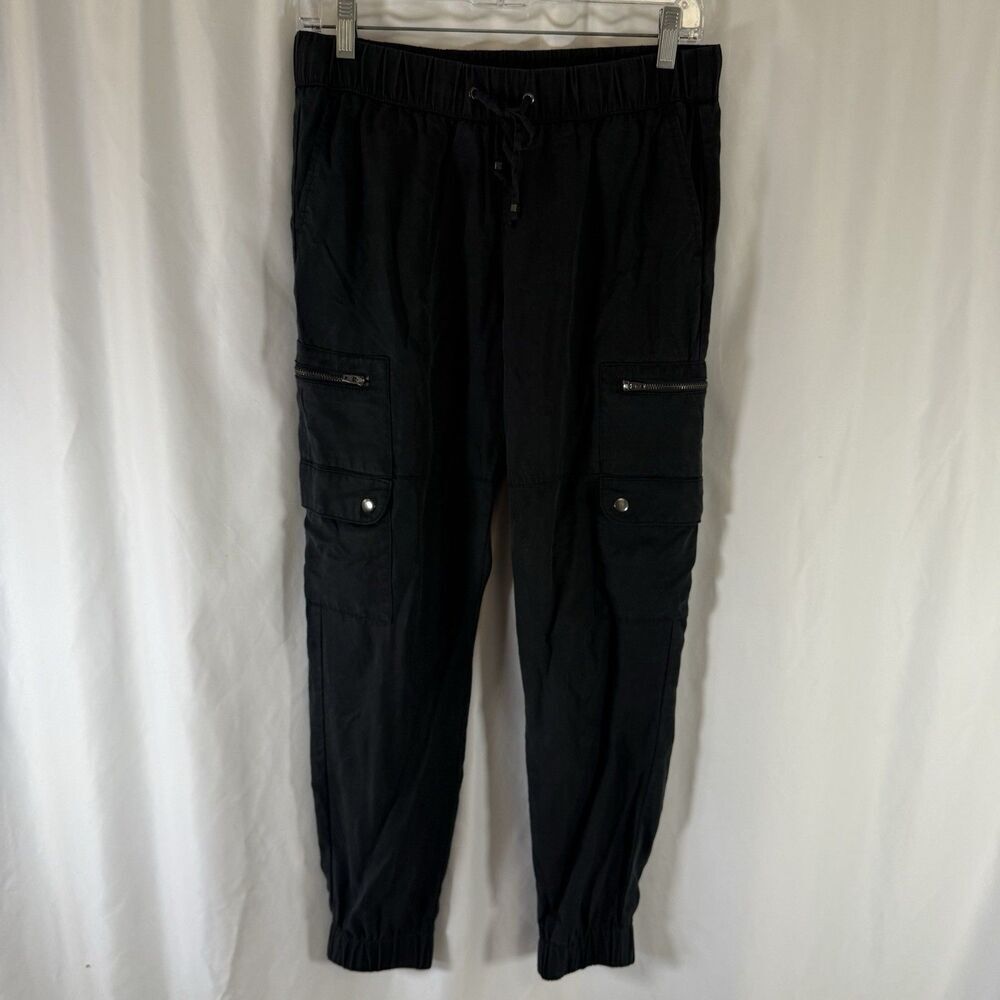 Banana Republic Cargo Joggers Women's XS Black 100% Lyocell Elastic Waist